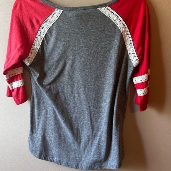 Georgia Bulldog cute Raglan lace trim shirt womens MEDIUM - Picture 5 of 5